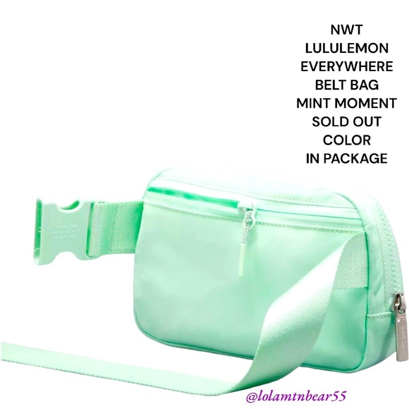 HTF/SOLD OUT MINT MOMENT COLOR NWT LULULEMON EVERYWHERE BELT BAG WATER REPELLENT - Picture 7 of 14